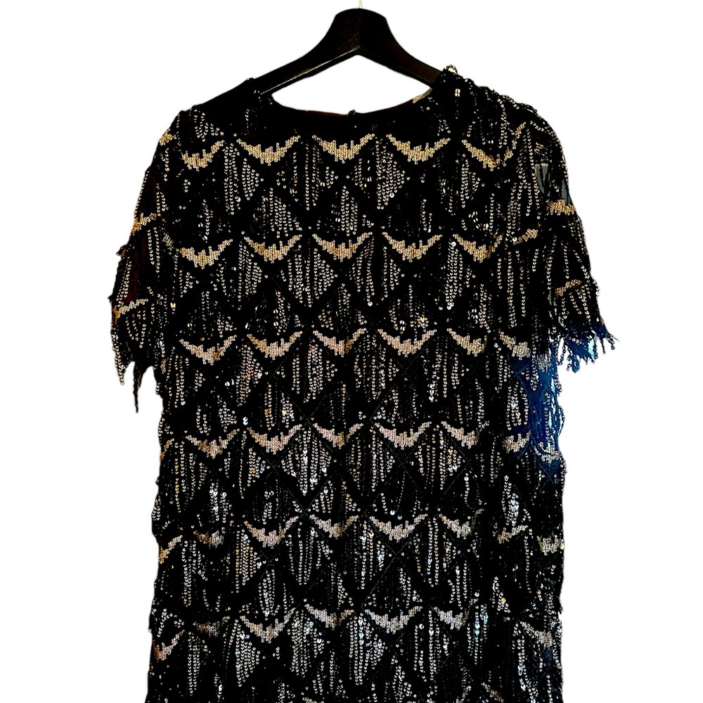 Zara Black Fringe Flapper-Style Dress